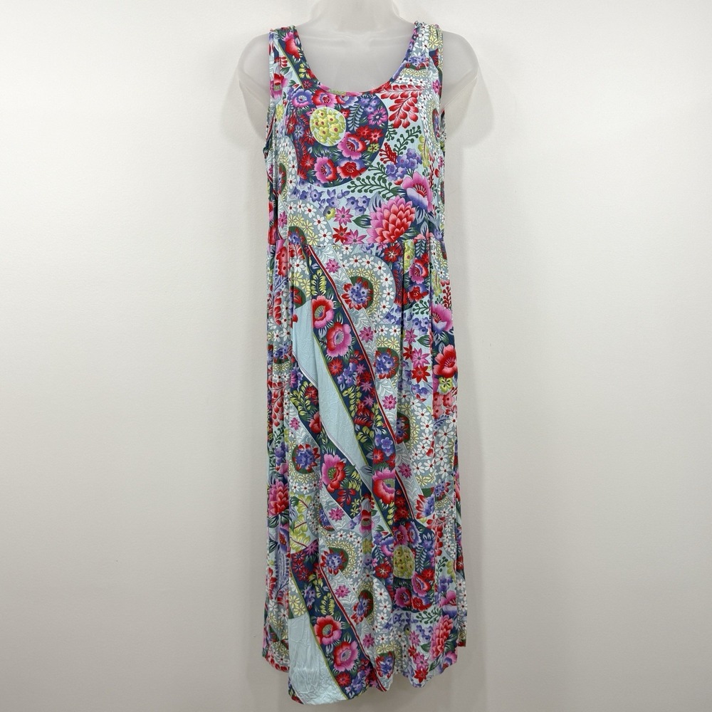 VTG Jams World Maxi Dress S Floral Beachy Tropical Island Hawaiian Vacation